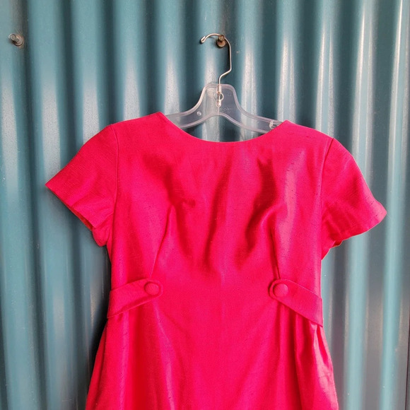 Vintage Emma  Domb Pink Party Cocktail Dress Long short sleeves size 9 - Picture 3 of 12